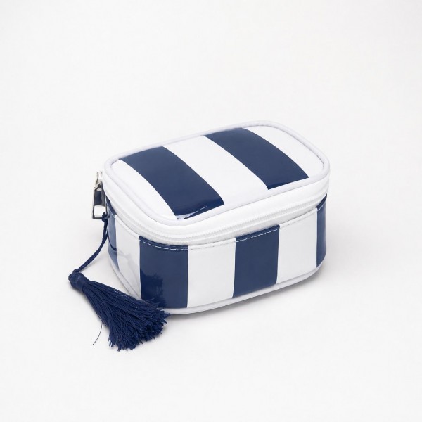 Striped Pouch With Tassels

- Full Zip Closure
- One Internal Zip Pouch
- Lined Body
- Approximately 4.5" L X 2" T X 3.5" D