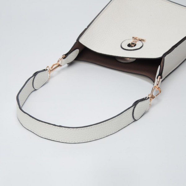 Vegan Leather Rectangular Tote Bag With Toggle Clasp - Removable Tote Handle - Removable Cross Body Chain Link Strap - Approximately 7" L X 8" T X 2" D view 5