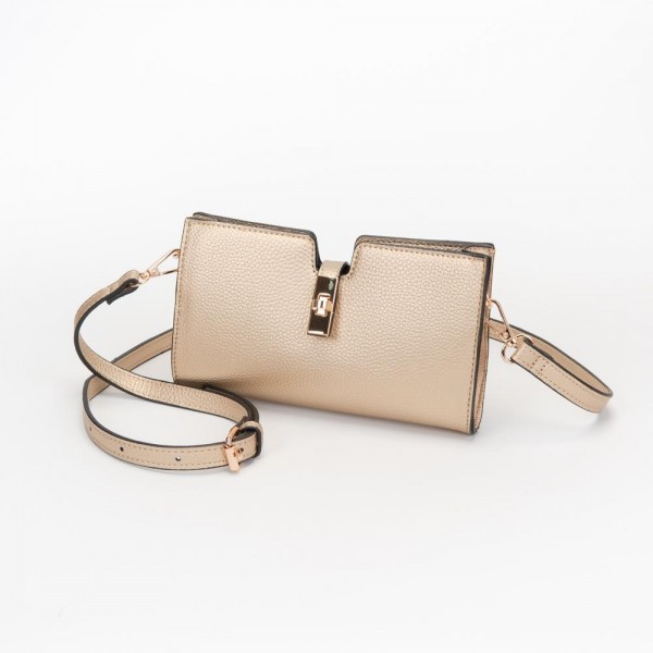 Vegan Leather Crossbody Clutch Bag 

- Press Lock Closure 
- Removeable Cross Body Strap 
- - Approximately 8" L X 5" T X 1.5" D 
