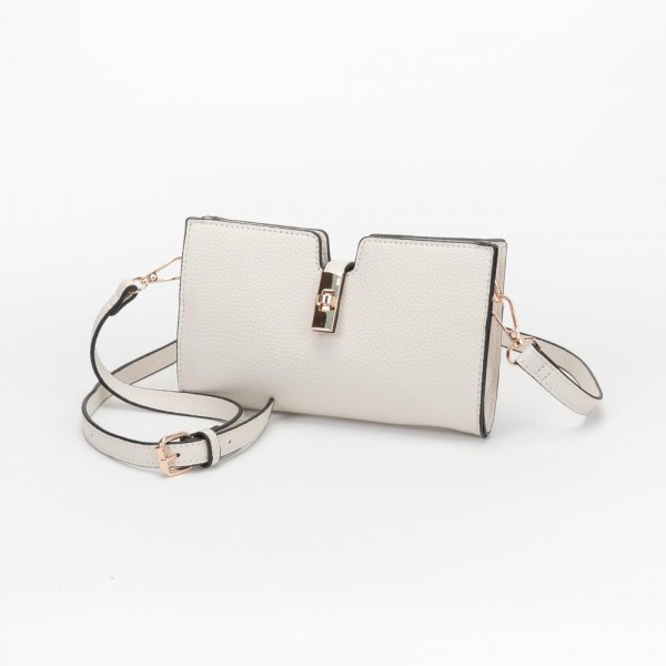 Vegan Leather Crossbody Clutch Bag 

- Press Lock Closure 
- Removeable Cross Body Strap 
- - Approximately 8" L X 5" T X 1.5" D 