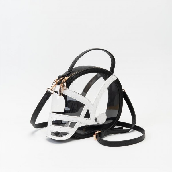 Clear Football Helmet Tote Bag With Vegan Leather Trim

- Full Zip Closure
- Handle Drop 3" L
- - Approximately 9" L X 7.5" T X 2" D
