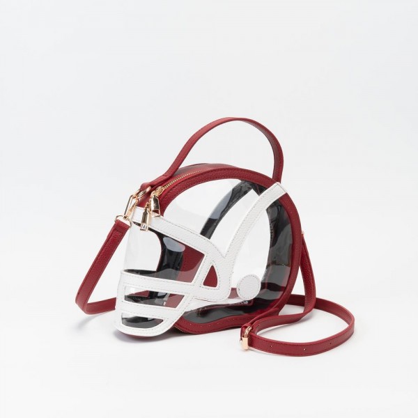 Clear Football Helmet Tote Bag With Vegan Leather Trim

- Full Zip Closure
- Handle Drop 3" L
- - Approximately 9" L X 7.5" T X 2" D