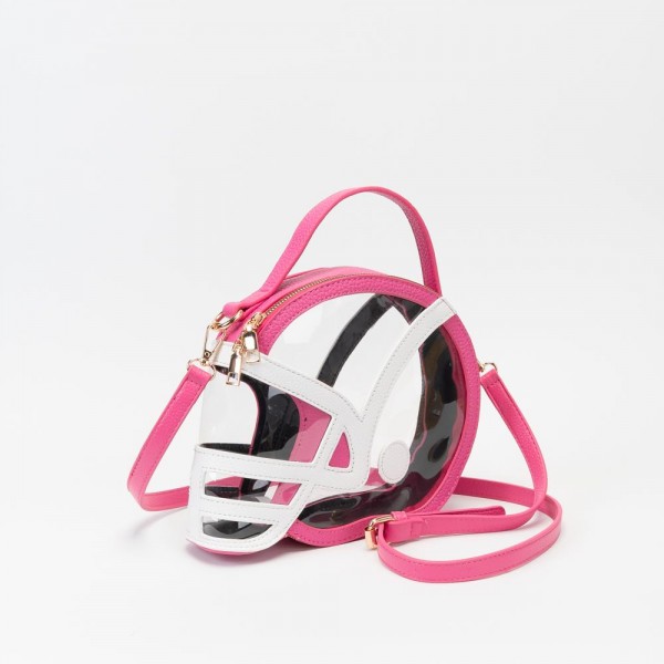 Clear Football Helmet Tote Bag With Vegan Leather Trim

- Full Zip Closure
- Handle Drop 3" L
- - Approximately 9" L X 7.5" T X 2" D
