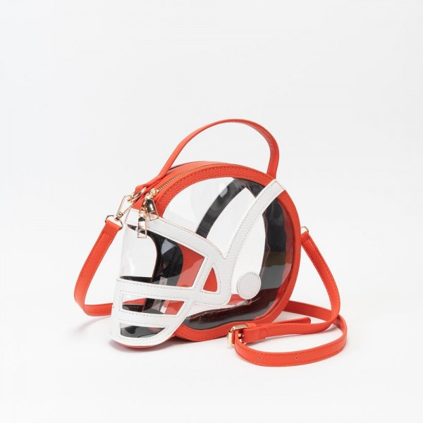 Clear Football Helmet Tote Bag With Vegan Leather Trim

- Full Zip Closure
- Handle Drop 3" L
- - Approximately 9" L X 7.5" T X 2" D