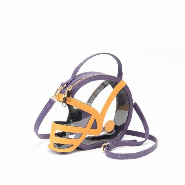 Clear Football Helmet Tote Bag With Vegan Leather Trim

- Full Zip Closure
- Handle Drop 3" L
- - Approximately 9" L X 7.5" T X 2" D