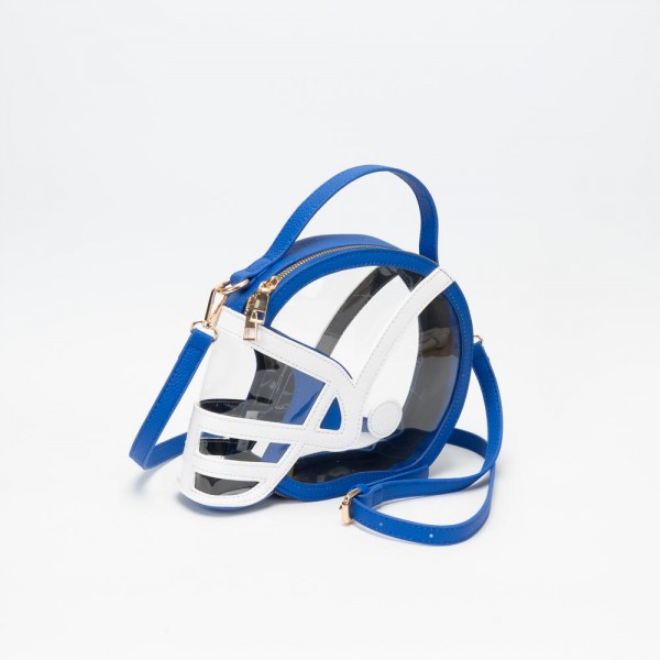 Clear Football Helmet Tote Bag With Vegan Leather Trim

- Full Zip Closure
- Handle Drop 3" L
- - Approximately 9" L X 7.5" T X 2" D