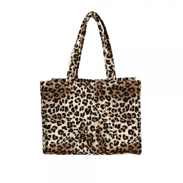 Leopard Print Puffer Quilted Tote Bag 

- 1 Internal Open Pocket 
- 1 Internal Zip Pocket 
- Approximately 16" L X 12" T X 6.75" D 
- 100% Polyester 