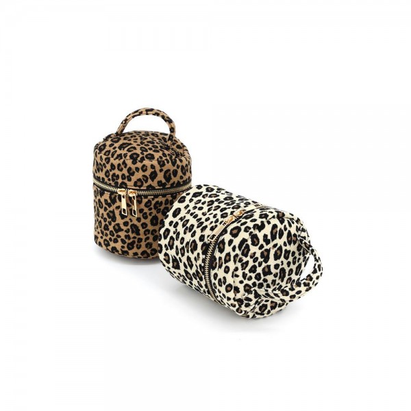 Leopard Print Bucket Bag with a structured drawstring silhouette, top handle, and detachable crossbody strap. The plush textured animal-print body opens to a roomy lined interior that holds daily essentials with room to spare. A trend-right shape in a print that never quits — an eye-catching display piece that converts browsers into buyers at boutique.