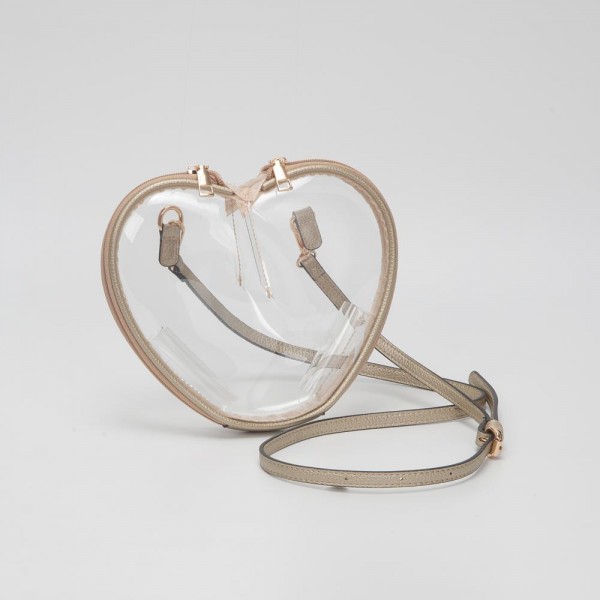 Clear Heart Crossbody Bag With Vegan Leather Trim

- Full Zip Closure
- Detachable Cross Body Strap
- Approximately 9" L X 7" T X 1" D