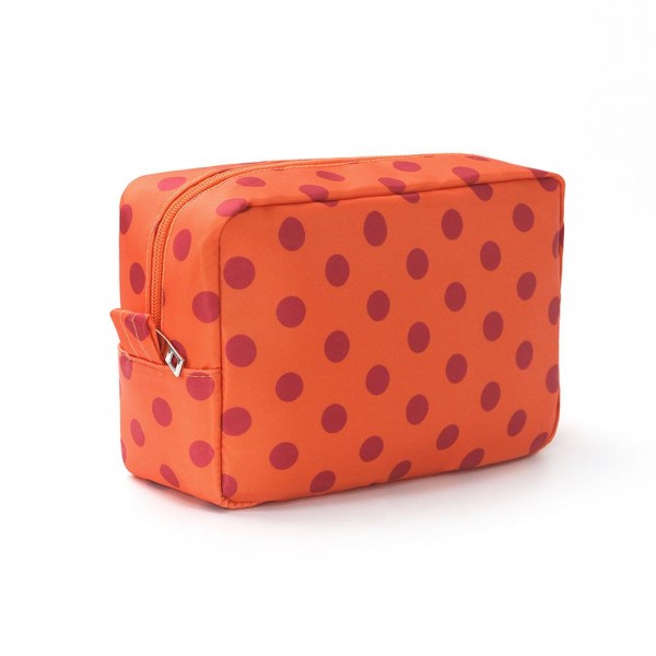 Nylon Polka Dot Pouch

- Full Zip Closure
- Lined Body
- Approximately 8.5" L X 6" T X 3" D