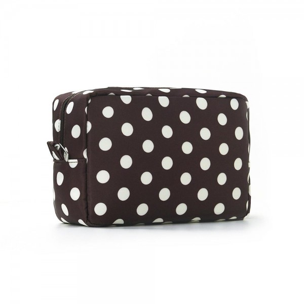 Nylon Polka Dot Pouch

- Full Zip Closure
- Lined Body
- Approximately 8.5" L X 6" T X 3" D