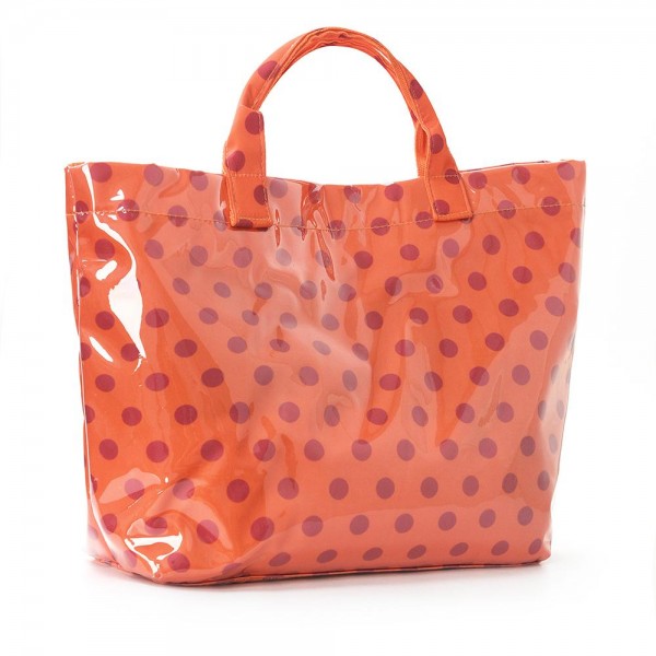 Polka Dot Clear Coat Tote Bag 

- Snap Closure
- Lined Body
- 1 Internal Zip Pocket 
- Approximately 16" L X 12" T X 4" D