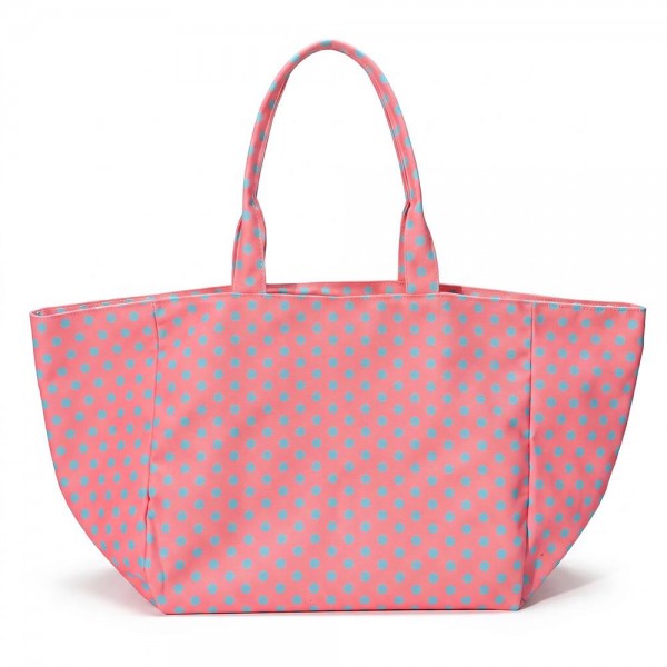 Polka Dot Tote Bag in a durable woven fabric with an allover classic dot print, matching shoulder straps, and a roomy open top that fits a laptop, water bottle, and everyday essentials. The wide, structured base keeps everything organized on the go. Perfect for beach days, farmers markets, school runs, and weekend getaways. A cheerful, budget friendly carryall that sells fast on its own and makes an easy gift.