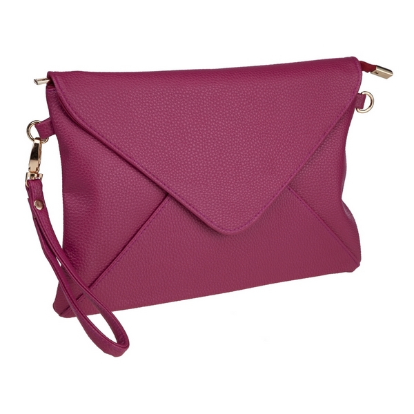 Wholesale plum faux leather envelope clutch removable wrist crossbody straps top