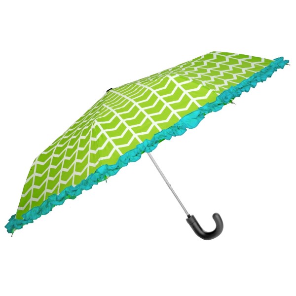 Wholesale full sized lime green white turquoise umbrella ruffled trim curved rub