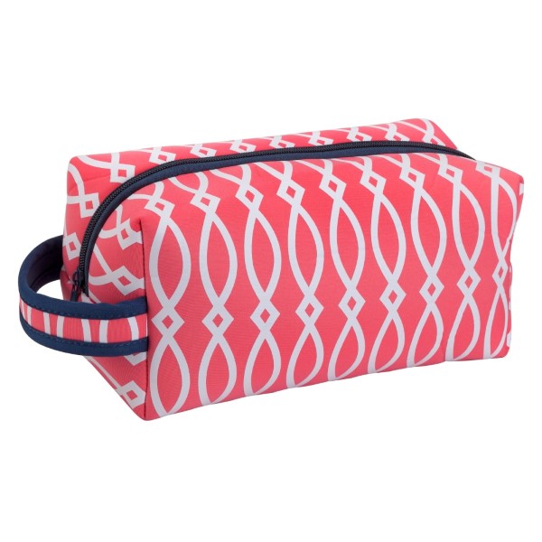 Wholesale pink white navy blue neoprene cosmetic bag top zipper travel machine w