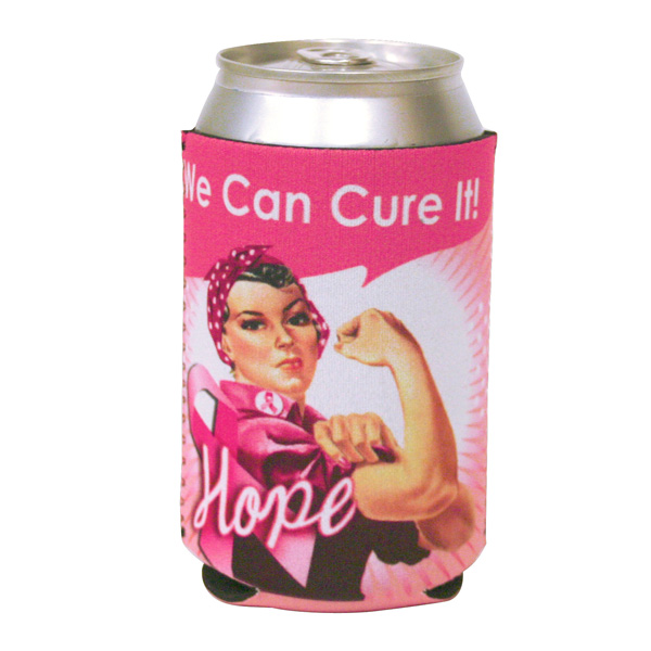 Wholesale neoprene can koozie We Can Cure It Ribbon Hope Breast Cancer Awareness