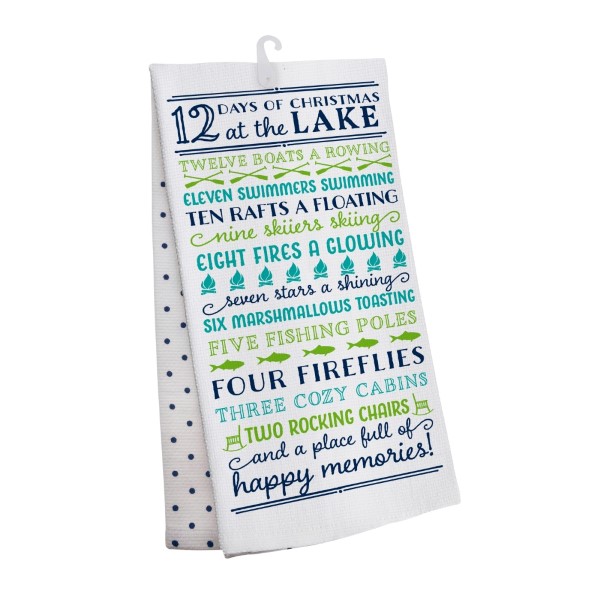Wholesale days Christmas at Lake tea towel open cotton All artwork lyrics copyr