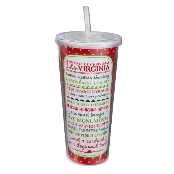 Wholesale days Christmas Virginia sipper cup double wall insulated BPA free oz