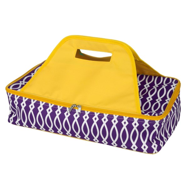 Wholesale purple yellow casserole carrier thermal insulation fits up dish full z