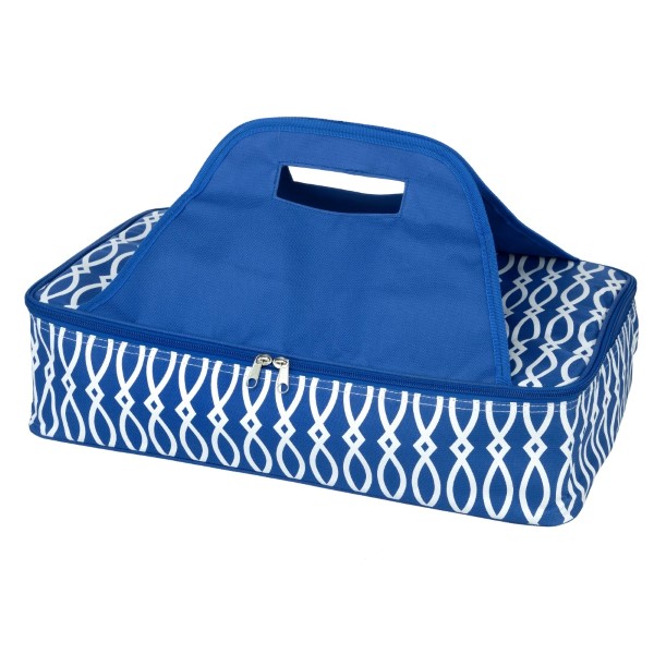 Wholesale royal blue white casserole carrier thermal insulation fits up dish ful