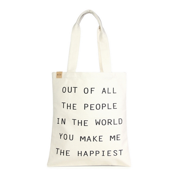 Wholesale canvas tote bag inside pocket Out all people world make me happiest fr