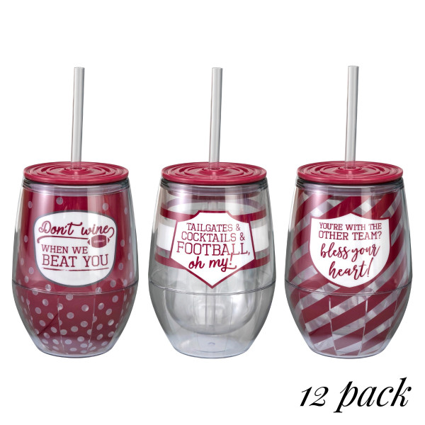 Wholesale set twelve acrylic ounce wine cups team colors cups BPA free double wa