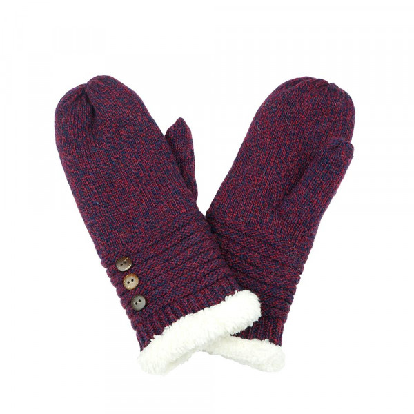 Wholesale knit mittens button detail One fits most