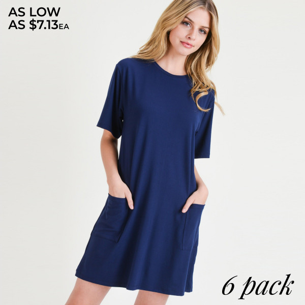 Women's Solid Color Pocket T-Shirt Dress. Short Cre... (7301742) Women's Solid Color Pocket T-Shirt Dress. Short Cre... (7301742)