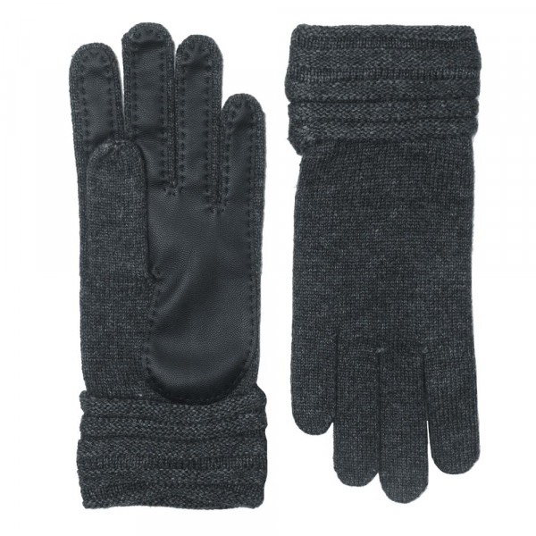 Wholesale crochet gloves faux leather palm details One fits most Cashmere Angora