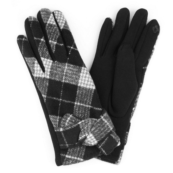 Wholesale knotted plaid smart touch gloves One fits most Polyester Cotton