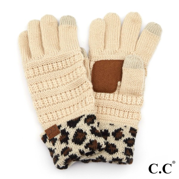 C.C G-80
Solid Ribbed Smart Touch Gloves Featuring Leopard Print Cuff.

- Touchscreen Compatible
- 100% Acrylic
- One size fits most
- Matches C.C HAT-80, SF-80, HW-80, G-80, KIDS-80 and MT-80-KIDS