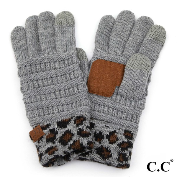 Wholesale c C G Solid Ribbed Smart Touch Gloves Leopard Print Cuff Touchscreen C