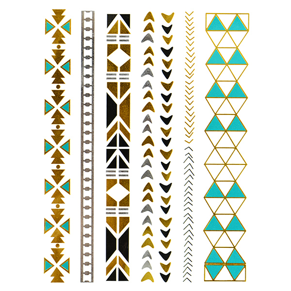 Wholesale gold silver black green temporary jewelry tattoos