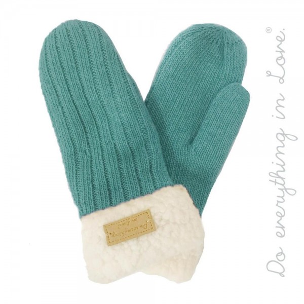 Wholesale do everything Love Brand Ribbed Knit Sherpa Cuff Mittens One fits most
