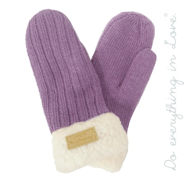 Wholesale do everything Love Brand Ribbed Knit Sherpa Cuff Mittens One fits most