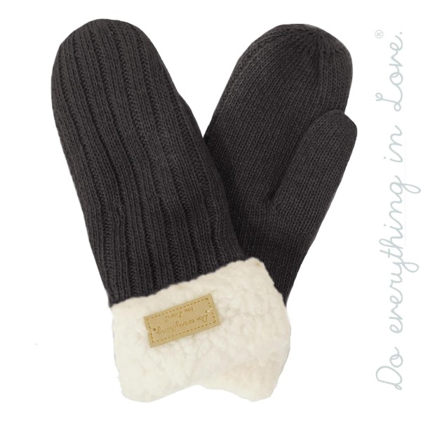 Wholesale do everything Love Brand Ribbed Knit Sherpa Cuff Mittens One fits most