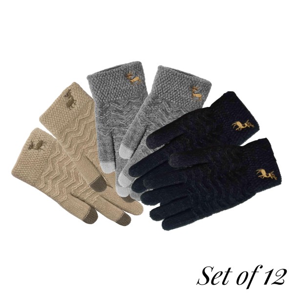 Wholesale do everything Love Brand Assorted PACK Knit Smart Touch Gloves Deer Em