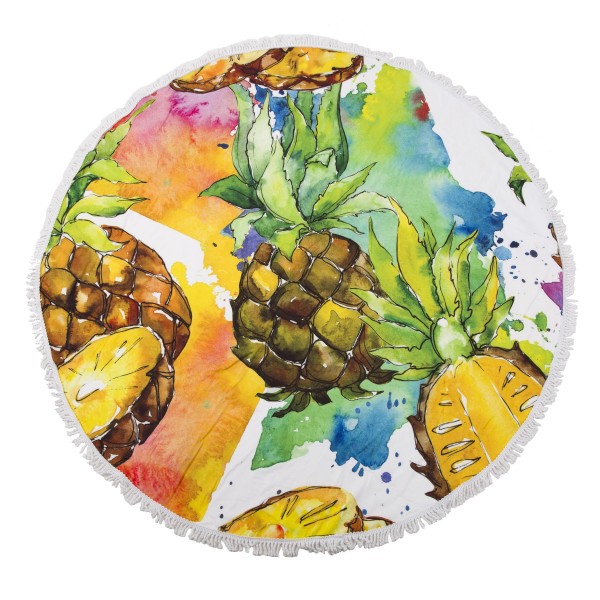 Wholesale pineapple Fringe Luxury Round Beach Towel diameter Cotton Polyester