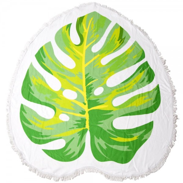 Wholesale palm Leaf Fringe Luxury Round Beach Towel diameter Cotton Polyester