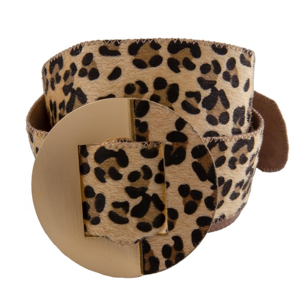 Faux suede leopard print cowhide buckle fashion belt.

- Adjustable 
- Approximately 50" L 