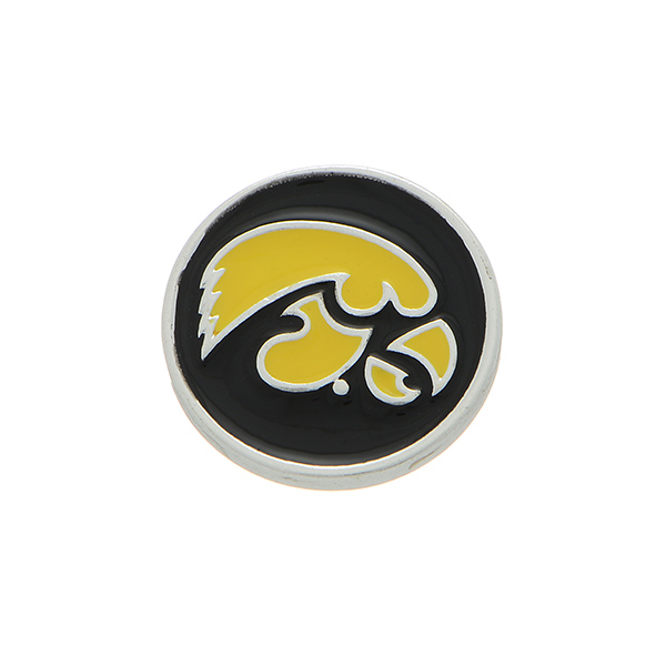 Wholesale silver officially licensed collegiate snap charm Iowa Hawkeye Snap jew