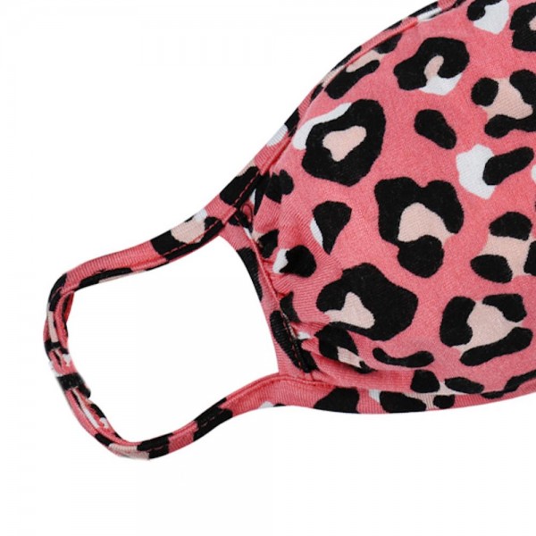 Adjustable Reusable Leopard Print T-Shirt Cloth Face Mask that Ties.

- Machine Wash in Cold
- Mild Detergent
- Lay Flat to Dry
- Do Not Bleach
- Adjustable Reusable Face Mask
- These Mask Have NO Filter
- One Size Fits Most Adults
- Exterior Material: 95% Polyester / 5% Spandex
- Interior Material: Cotton Blend in Ivory or White

These Masks Are Not For Professional Use and Not Medically Rated. These Masks Have No Proven Effectiveness Against Any Viruses.