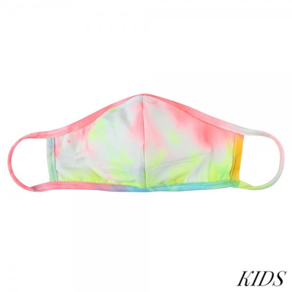 KIDS Reusable Tie-Dye Print T-Shirt Cloth Face Mask with Seam.

- Machine Wash in Cold
- Mild Detergent
- Lay Flat to Dry
- Do Not Bleach
- Reusable Face Mask
- These Mask have NO Filter
- One Size Fits Most KIDS (AGES 5-11 years)
- Exterior Material: 95% Polyester / 5% Spandex
- Interior Material: Cotton Blend in Ivory or White

** These Masks Are Not For Professional Use and Not Medically Rated. These Masks Have No Proven Effectiveness Against Any Viruses.
*** ALL Sales Final Due to CDC Recommendations