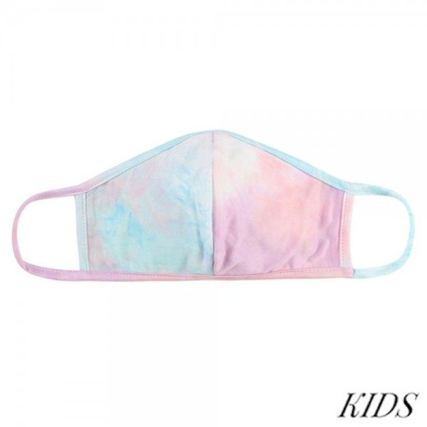KIDS Reusable Tie-Dye T-Shirt Cloth Face Mask with Seam.

- Machine Wash in Cold
- Mild Detergent
- Lay Flat to Dry
- Do Not Bleach
- Reusable Face Mask
- These Mask have NO Filter
- One Size Fits Most KIDS (Ages 5-11)
- Exterior Material: 95% Polyester / 5% Spandex
- Interior Material: Cotton Blend in Ivory or White

These Masks Are Not For Professional Use and Not Medically Rated. These Masks Have No Proven Effectiveness Against Any Viruses.