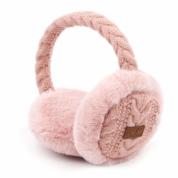Wholesale c C EM Cable Knit Earmuffs Faux Fur Trim One Fits Most Adjustable Band