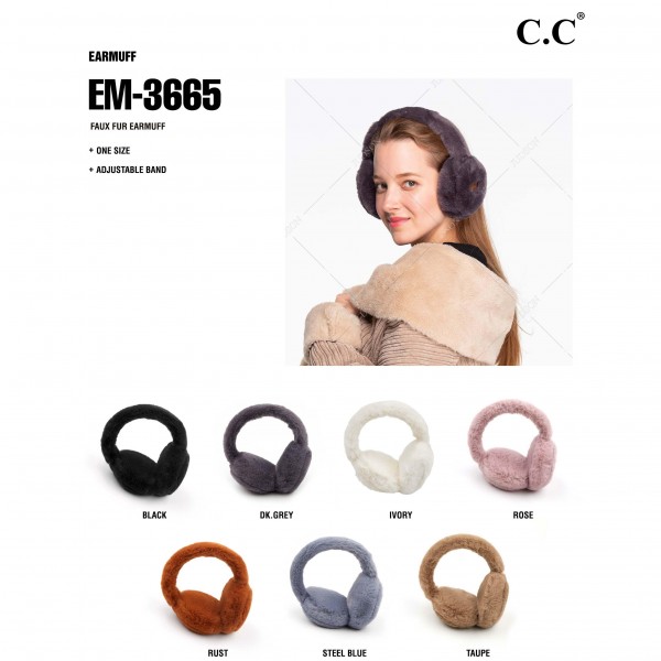 C.C EM-3665
Faux Fur Earmuffs
- One Size Fits Most
- Adjustable Band