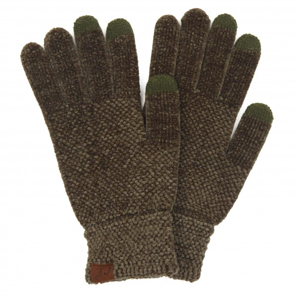 Wholesale c C G Solid Chenille Knit Smart Touch Gloves Touchscreen Compatible On