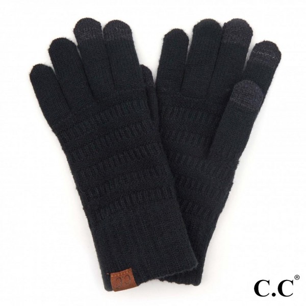 C.C G-9018
Solid Ribbed Knit Smart Touch Gloves 

- Touchscreen Compatible 
- One Size
- 42% Acrylic / 32% Polyester / 26% Nylon 