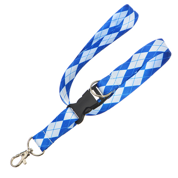 Wholesale blue white argyle printed lanyard